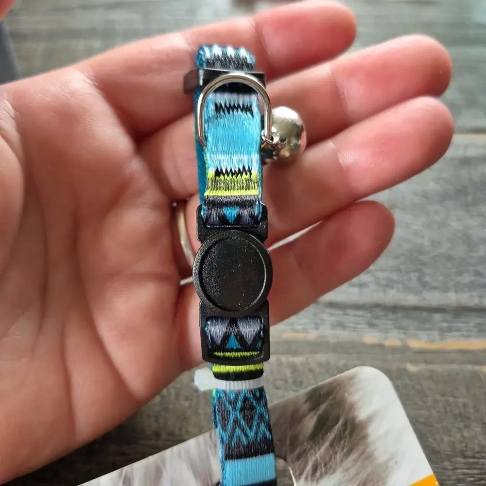 Friends Forever Geometric Xtribal Cat Collar 1 Piece Blue with Bell